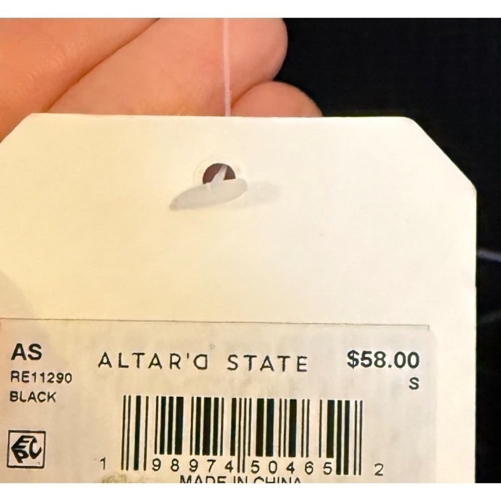 Altar'd State Black Waffle Knit New w Tags Retail $58 Snap Scoop Neck shirt Boho - Picture 3 of 4